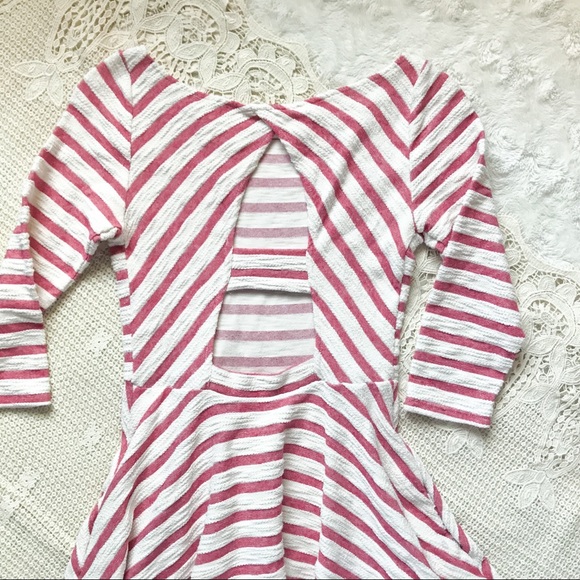 {Free People} Striped Knit A-line Cut-out Dress - Picture 4 of 5